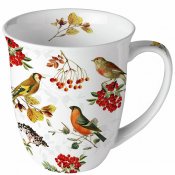Mugg Design med höst och vinterfåglar på bärkvistar - Ambiente 40 cl