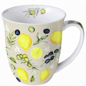 Mugg Design med gula citron och gröna oliver - Ambiente 40 cl