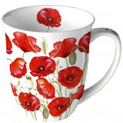 Mugg Design med röd vallmo sommarblommor - Ambiente 40 cl