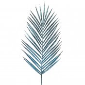 Turkos palmblad med glitter - 50 cm