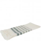 Vit pläd med grön turkos ränder, mönster - 160x130 cm