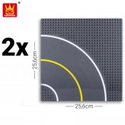 Basplatta 2-Pack Väg Kurva - Kompatibla Byggklossar