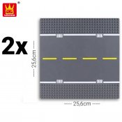 Basplatta 2-Pack Väg Raksträcka - Kompatibla Byggklossar