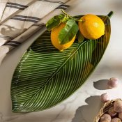 Serveringsfat Botanica Stort Löv - Stengods Grön - 43x21 cm