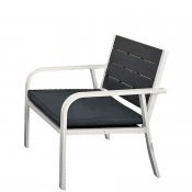 Trädgårdsstol, fåtölj i vitlackerad aluminium