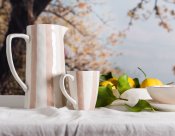 Gräddkanna Stripes - Vit Rosa - Stiernholm H11,5cm