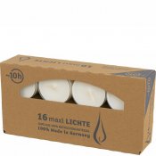 Stora vita värmeljus 16-pack - genomskinlig kopp 10 timmar brinntid