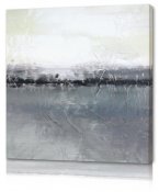 Abstrakt oljemålning, tavla i grå och vit - modern konst