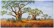 Oljemålning, tavla med savann landskap från afrika