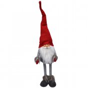Tomte Erlend Nisse med stickad röd luva och vitt skägg - 60 cm hög