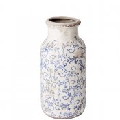 Vas med antikbehandlat mönster i blå - Urna 31 cm hög