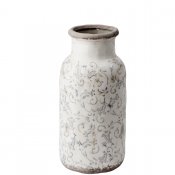 Vas med grå antikbehandlat mönster - Urna 31 cm hög