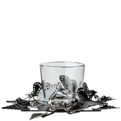 Värmeljushållare Ellie Glas M - Svart Antik Ø16xH7 cm