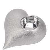 Värmeljushållare i silver - format som ett hjärta - 11x12 cm 7 cm hög