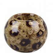 Brun rund värmeljushållare i stengods - 8,5 cm
