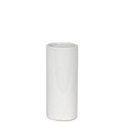 Vit vas cylinder i glaserat porslin - 22 cm hög