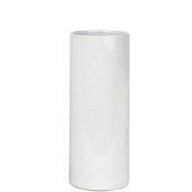 Vit vas cylinder i glaserat porslin - 30 cm hög