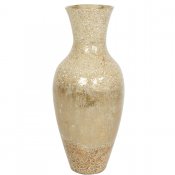 Beige, vit och guld/pärlemor urna vas 60 cm hög