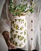Vas Olive Antik - Vit Grön - Ø13cm Höjd 25 cm