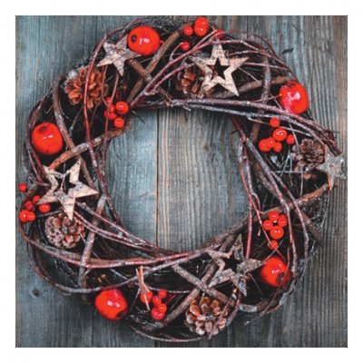 Servett med julmotiv julkrans - 33x33 cm