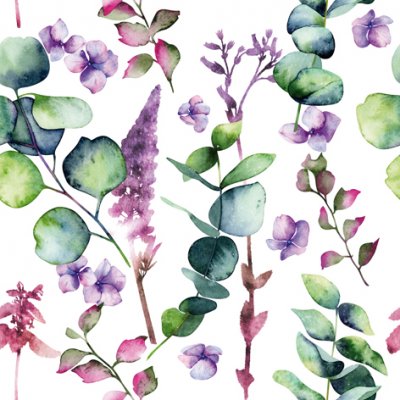 Servetter med olika blad från eucalyptus