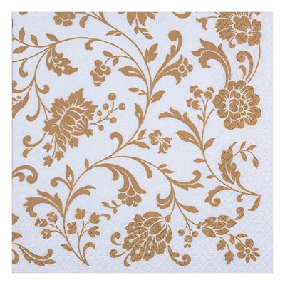 Servett med medaljonger i guld och vit bakgrund