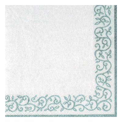 Servett med silverbård och vit bakgrund