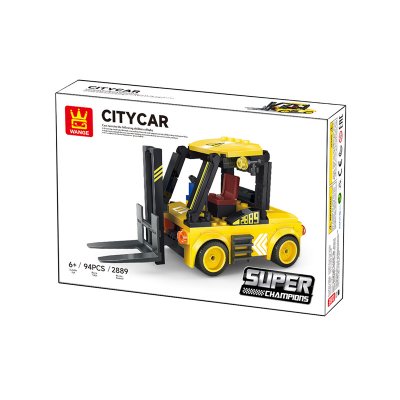 Lego motviktstruck, gaffeltruck i gul och svart - City Super Champions - kompatibel med lego