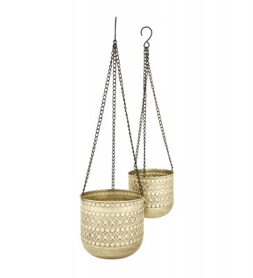 Hängampel, kruka i guld - Kraftig kedja