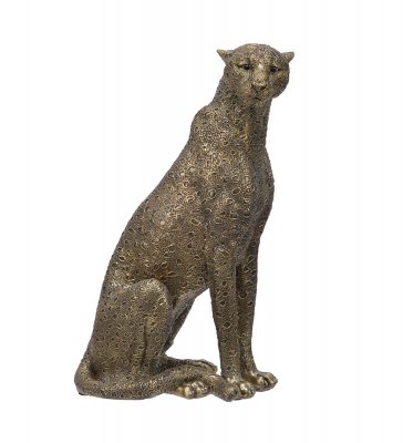 Staty Katt, Gepard i Guld och Brons - 37 cm hög