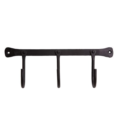 Svart väggkrok i smide - 3 krokar 31x11 cm