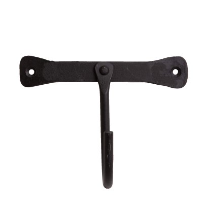 Svart väggkrok i smide - 1 krok 15x11 cm