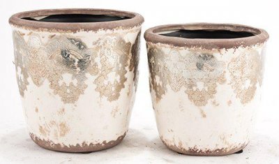 Antikbehandlad kruka i silver - 12 cm hög