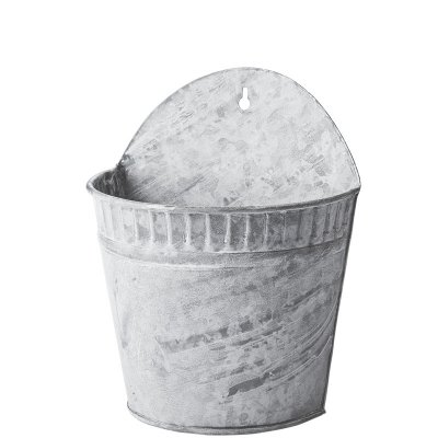 Vägg-ampel, väggkruka i förzinkad plåt vitkalkad yta - 21x26 cm