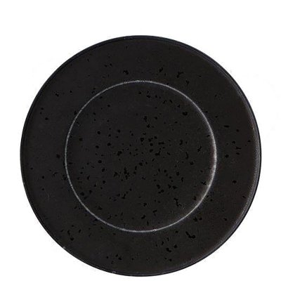 Svart assiett i stengods med sammets-look - 23 cm i diameter