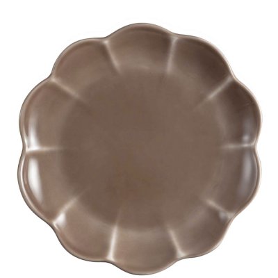 Brun assiett, liten tallrik Lotus från Stiernholm - Formad som lotusblomma i stengods - 22 cm
