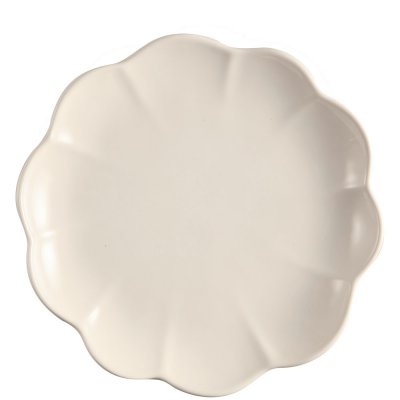 Benvit assiett, liten tallrik Lotus från Stiernholm, Offwhite, Vit - Formad som lotusblomma i stengods - 22 cm