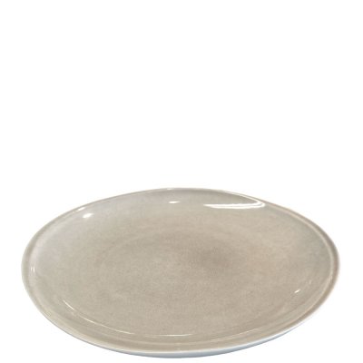 Beige, varmgrå assiett, tallrik i porslin - 22 cm