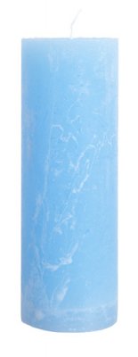 Blockljus 20cm ljus blå turkos rustik