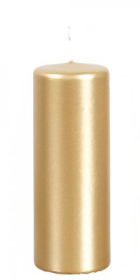 Blockljus i glansig guld metallic - 15 cm