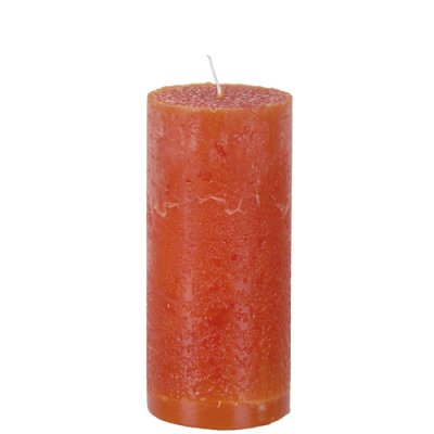 Orange blockljus i rustik stil - 15 cm höga