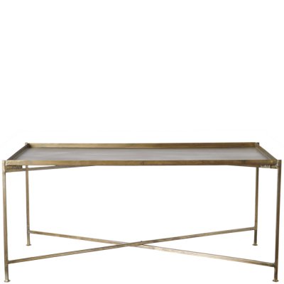 Soffbord i antikbehandlat järn i mässings-look - 105 x 52 cm höjd 47 cm