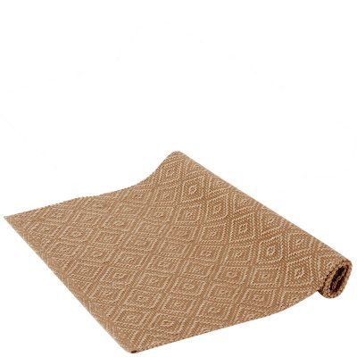 Beige löpare, bordslöpare med rut mönster - 140x40 cm
