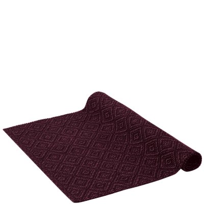 Vinröd löpare, bordslöpare med rut mönster - 140x40 cm