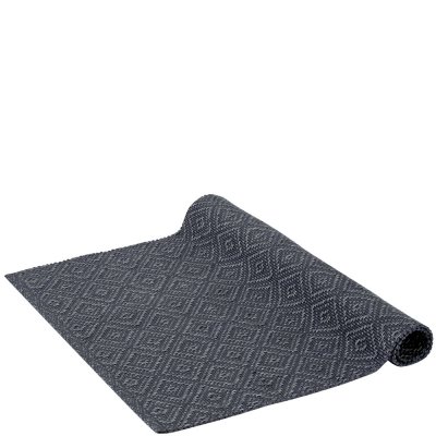 mörkblå löpare, bordslöpare med rut mönster - 140x40 cm