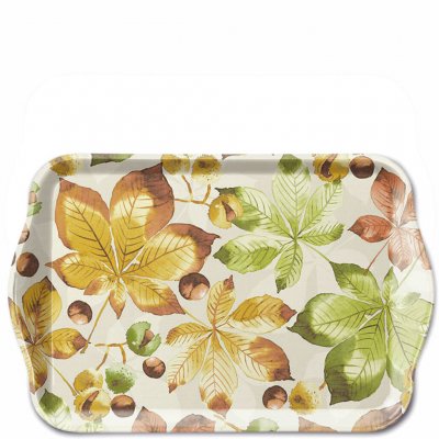 Bricka med höstlöv och kastanjer - Ambiente 13x21 cm