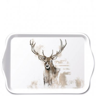 Bricka med jul-motiv en ren med stora horn - Ambiente 13x21 cm