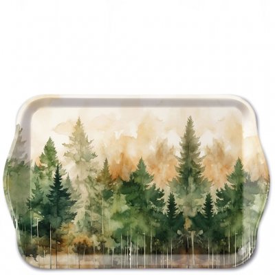 Bricka med jul-motiv, vintermotiv granar och skog - Ambiente 13x21 cm