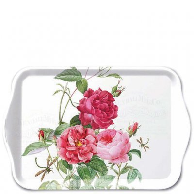 Bricka med rosa pioner och gröna blad  - Ambiente 13x21 cm