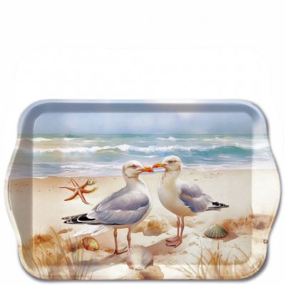Bricka med sandstrand och fiskmåsar - Ambiente 13x21 cm